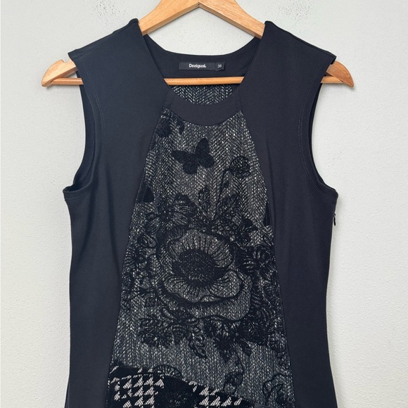 Desigual 17WWVW30 Black Vane Printed Sleeveless asymmetrical zip Mini Dress 38 - Picture 6 of 16